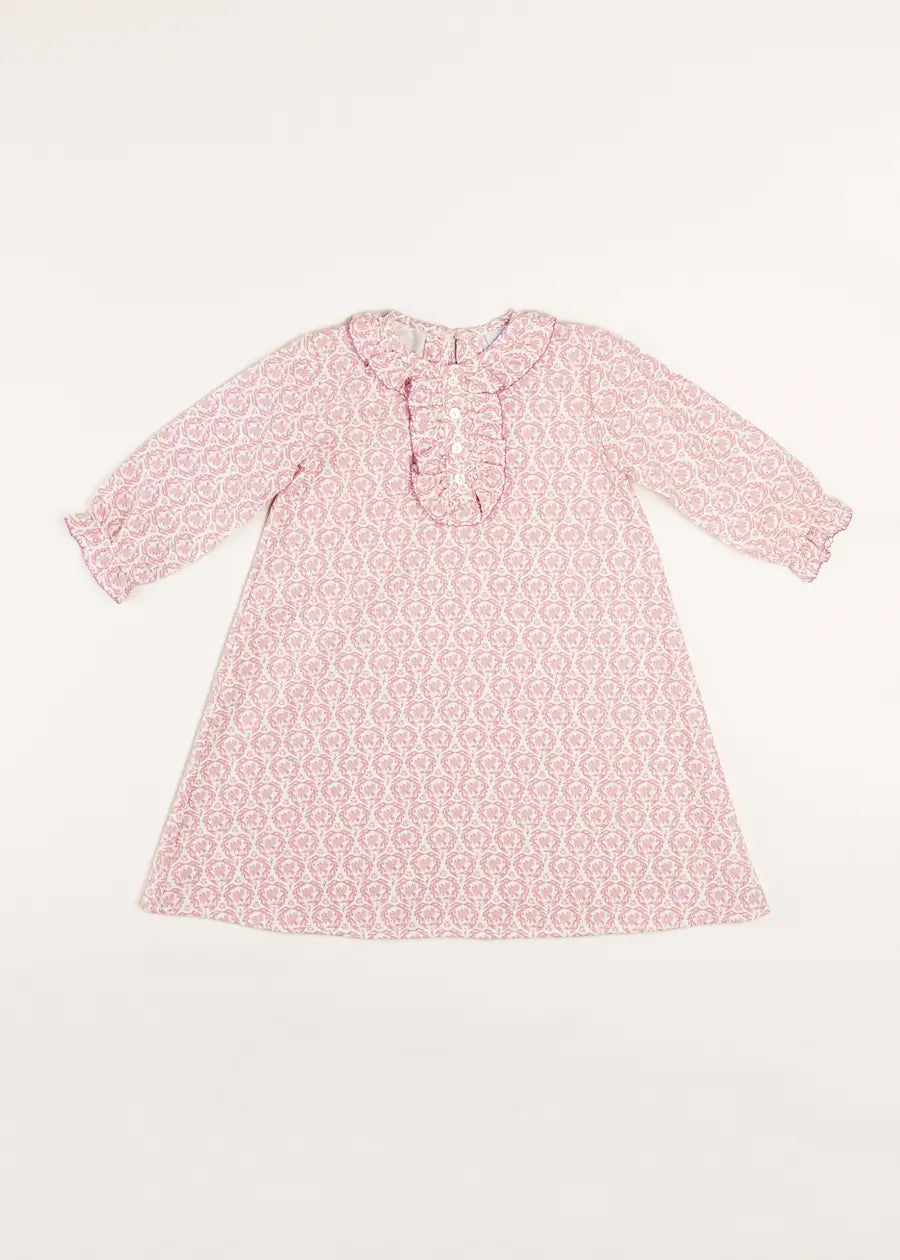 Laurel Floral Ruffle Detail Nightdress in Pink (18mths-10yrs) Nightwear  from Pepa London