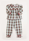 Sussex Tartan Ruffle Collar Pyjamas in Red (18mths-10yrs) Nightwear  from Pepa London