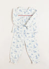 Toile Ruffle Collar Pyjamas in Blue (18mths-10yrs) Nightwear  from Pepa London