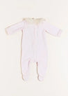 Velour Lace Trim Collar All-In-One in Pink (1mth-12mths) Baby One-Pieces  from Pepa London