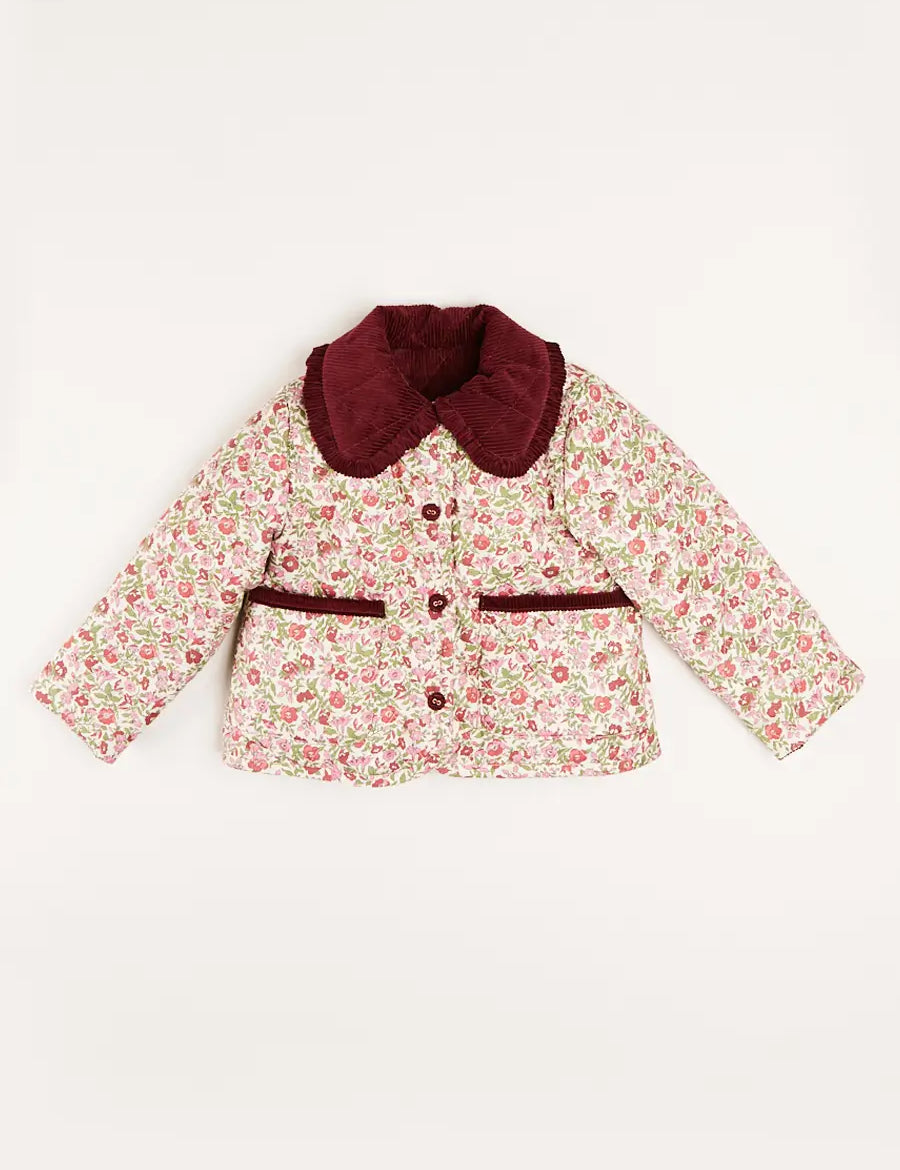 Daphne Floral Reversible Corduroy Jacket in Pink (4-10yrs) Coats  from Pepa London