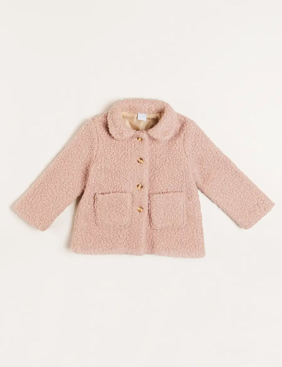 Fluffy Pea Coat in Pink (12mths-3yrs) Coats  from Pepa London