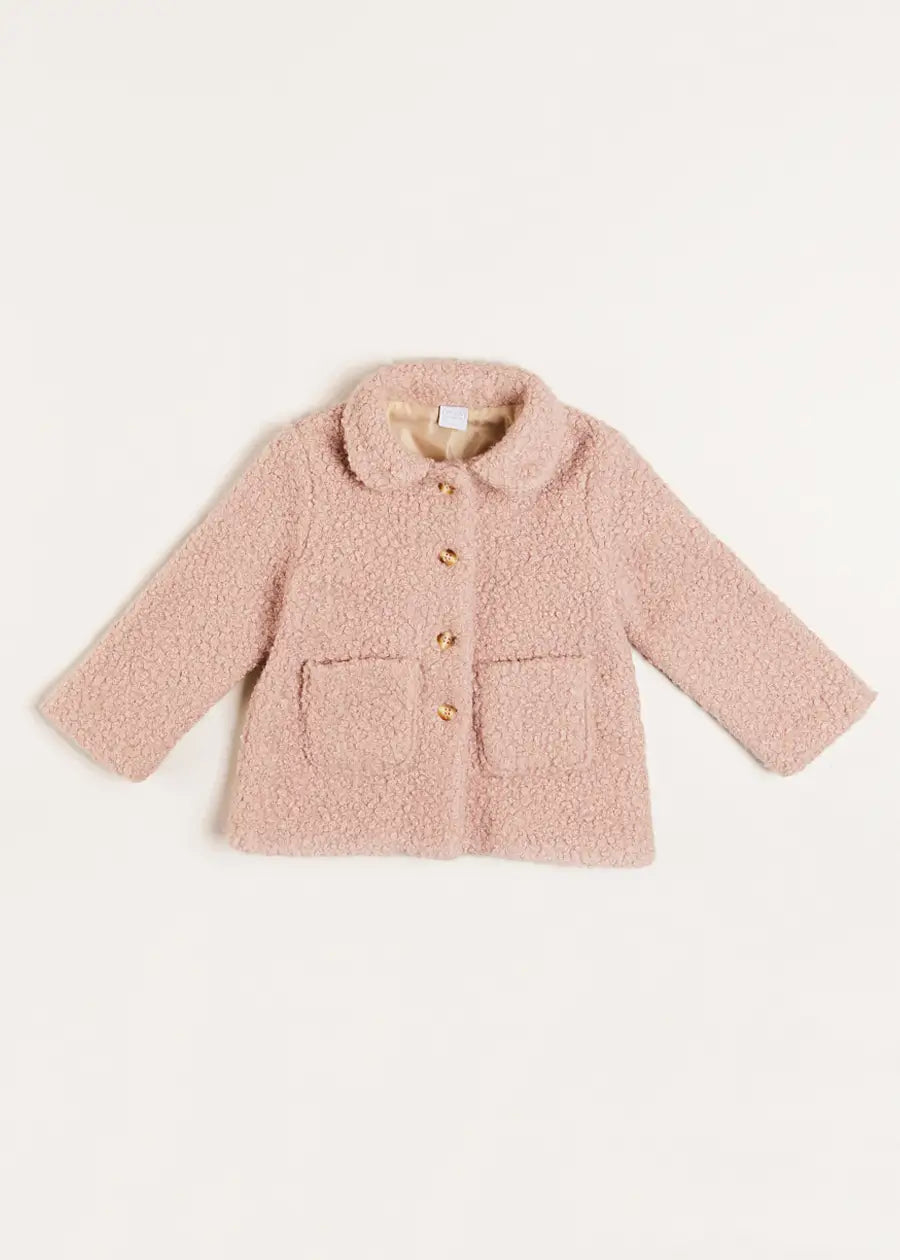 Fluffy Pea Coat in Pink (12mths-3yrs) Coats  from Pepa London