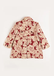 Eleanor Floral Jaquard Coat in Burgundy (4-10yrs) Coats  from Pepa London