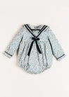 Evelyn Floral Mariner Romper in Blue (6mths-2yrs) Rompers  from Pepa London