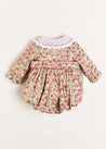 Daphne Floral Handsmocked Romper in Pink (6mths-2yrs) Rompers  from Pepa London