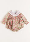 Daphne Floral Handsmocked Romper in Pink (6mths-2yrs) Rompers  from Pepa London