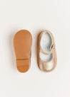 Leather Mary Jane Baby Shoes in Gold (20-26EU) Shoes  from Pepa London