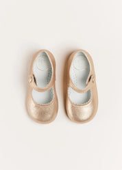 Leather Mary Jane Baby Shoes in Gold (20-26EU) Shoes  from Pepa London