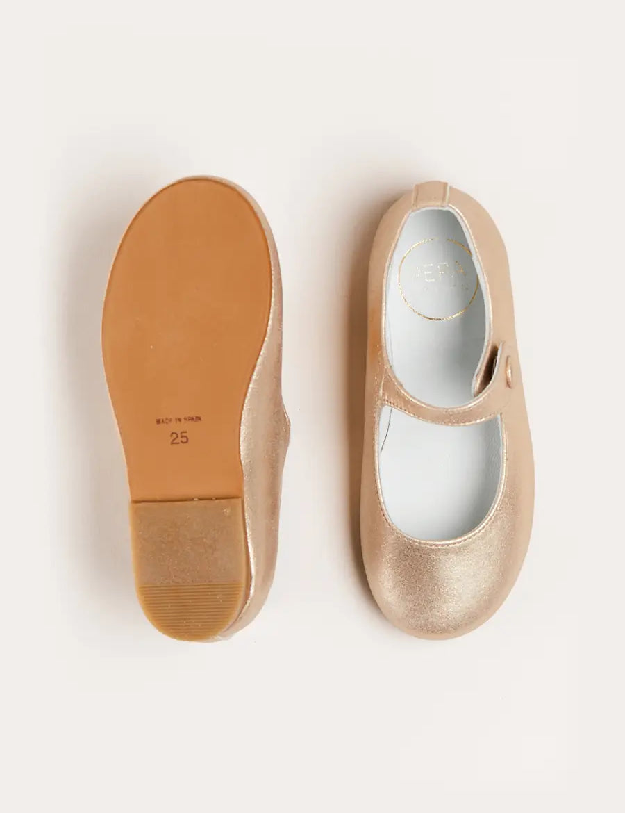 Leather Mary Jane Shoes in Gold (24-34EU) Shoes  from Pepa London