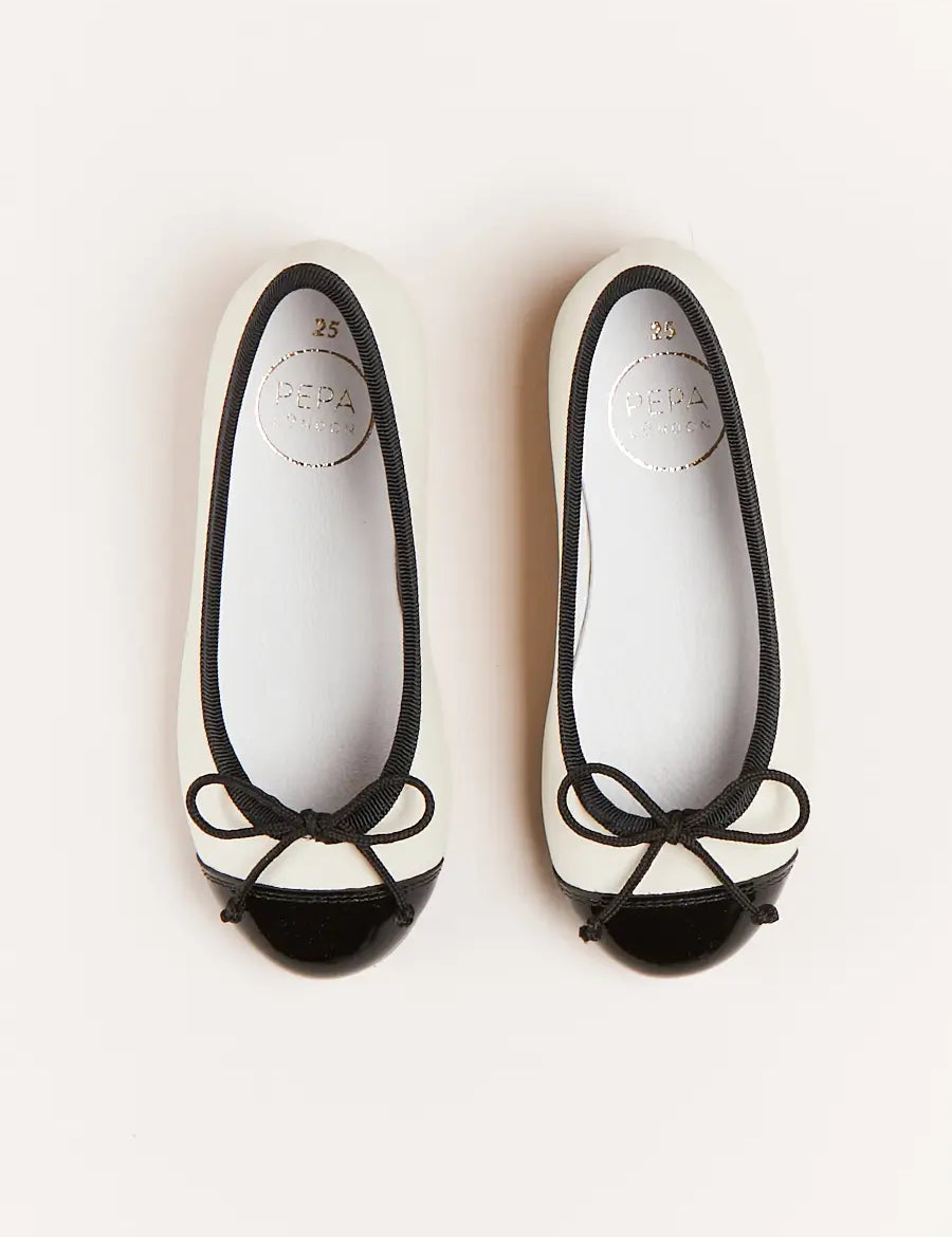 Patent Toe Ballerina Shoes in Cream (24-34EU) Shoes  from Pepa London
