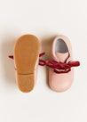 Velvet Ribbon Baby Booties in Pink (20-26EU) Shoes  from Pepa London