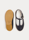 Leather Plain Charlotte Shoes in Navy (24-34EU) SHOES from Pepa London