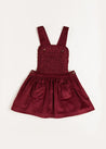 Corduroy Frill Detail Skirt with Braces in Burgundy (12mths-3yrs) Skirts  from Pepa London