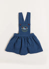 Wool Embroidered Skirt with Braces in Blue (12mths-3yrs) Skirts  from Pepa London