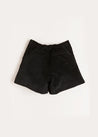 Velvet Gold Button Shorts in Black (4-10yrs) Shorts  from Pepa London