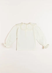 Lace Trim Petal Collar Top in Cream (3-10yrs) Tops & Bodysuits  from Pepa London