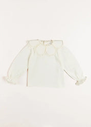 Lace Trim Petal Collar Top in Cream (3-10yrs) Tops & Bodysuits  from Pepa London