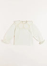 Lace Trim Petal Collar Top in Cream (3-10yrs) Tops & Bodysuits  from Pepa London