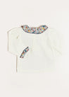 Emilia Floral Ruffle Collar Long Sleeve Top in Burgundy (18mths-10yrs) Tops & Bodysuits  from Pepa London