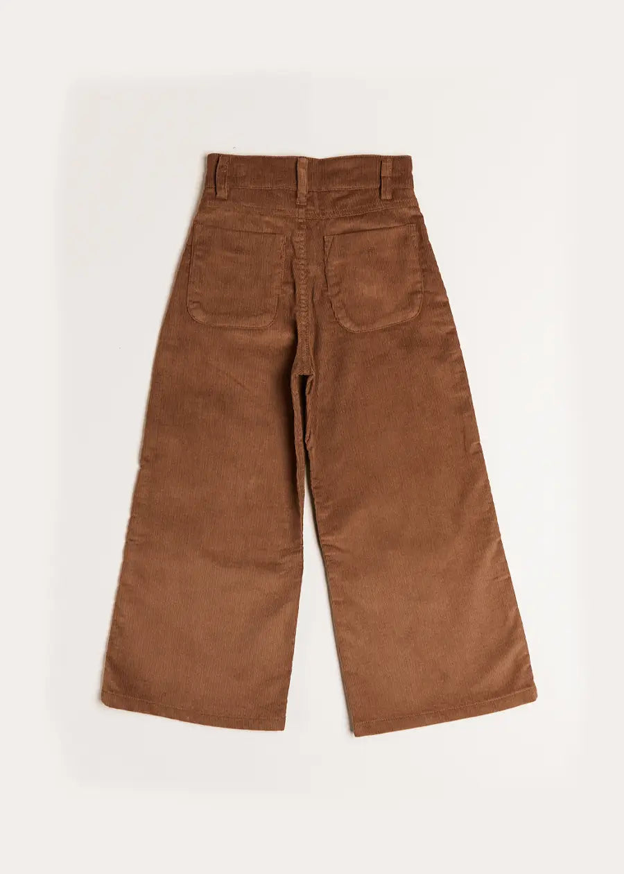 Corduroy Wide Leg Trousers in Caramel (4-10yrs) Trousers  from Pepa London