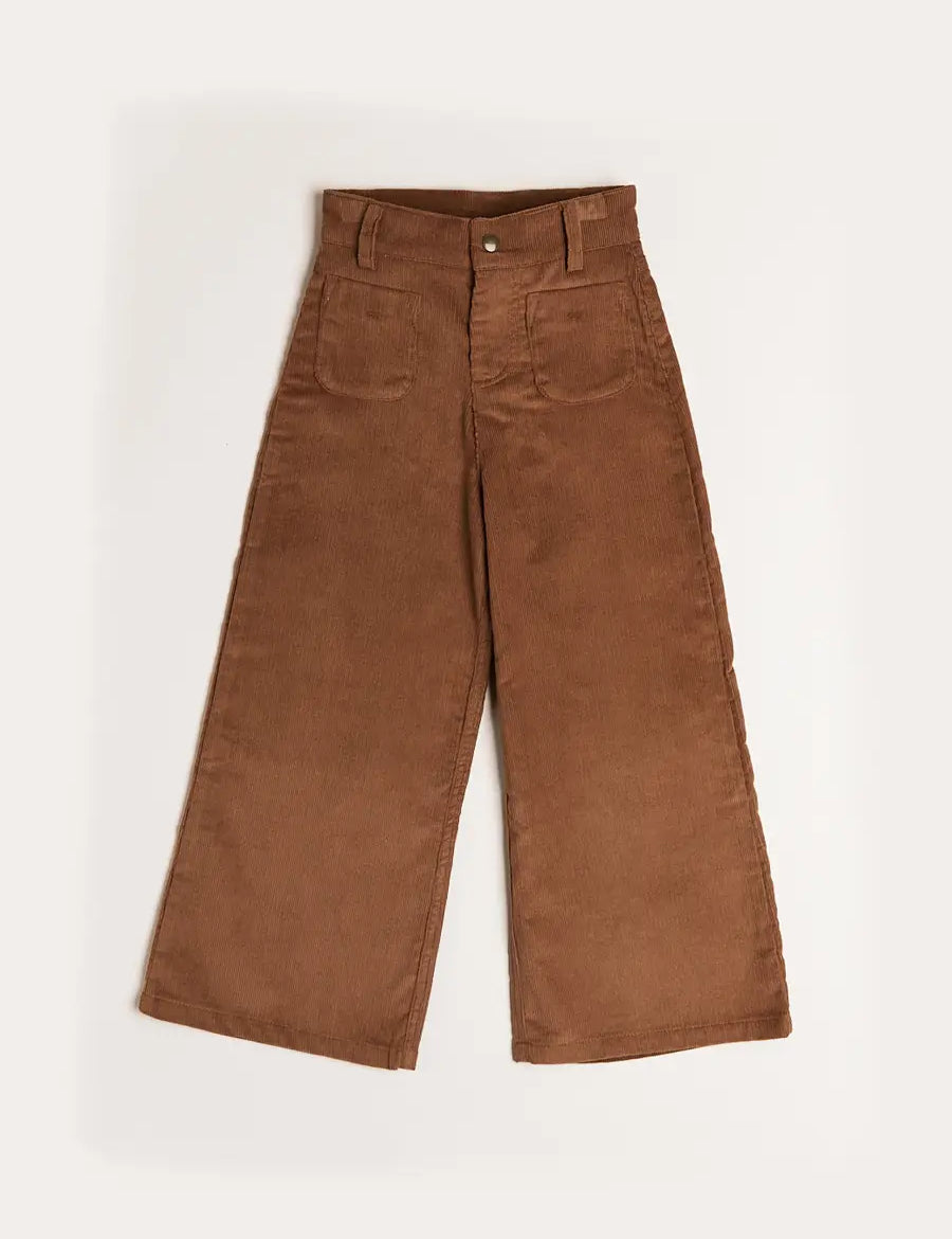 Corduroy Wide Leg Trousers in Caramel (4-10yrs) Trousers  from Pepa London