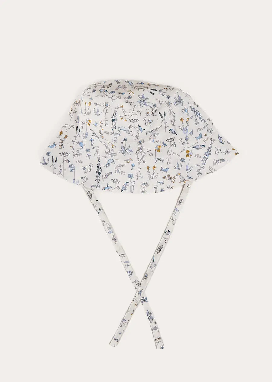 Ellis Birds Tie Hat in Blue Made with Liberty Fabric (XS-L) ACCESSORIES from Pepa London