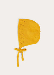 Openwork Cotton Knitted Bonnet in Mustard (S-L) BONNETS from Pepa London