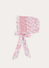 Audrey Toile Hand Smocked Bonnet in Pink (S-M) BONNETS from Pepa London