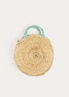 Adelaide Floral Detail Raffia Bag in Green ACCESSORIES from Pepa London