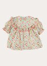 Clementine Floral Smock Detail Short Sleeve Blouse in Coral (2-10yrs) Blouses from Pepa London