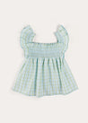 Maxwell Gingham Smock Detail Blouse in Green (5-10yrs) from Pepa London