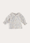 Ellis Liberty Print Peter Pan Collar Long Sleeve Blouse in Blue (1-12mths) from Pepa London