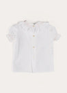 Hand Smocked Collar Short Sleeve Blouse in White (18mths-6yrs) BLOUSES from Pepa London