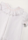 Hand Smocked Collar Short Sleeve Blouse in White (18mths-6yrs) BLOUSES from Pepa London