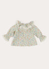 Cordelia Floral Long Sleeve Blouse in Pink Made with Liberty Fabric (1-12m) BLOUSES from Pepa London