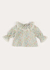 Cordelia Floral Long Sleeve Blouse in Pink Made with Liberty Fabric (1-12m) BLOUSES from Pepa London