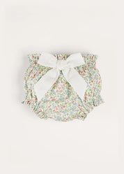 Cordelia Floral Bloomer with Bow in Pink Made with Liberty Fabric (1m-2yrs) Bloomers from Pepa London