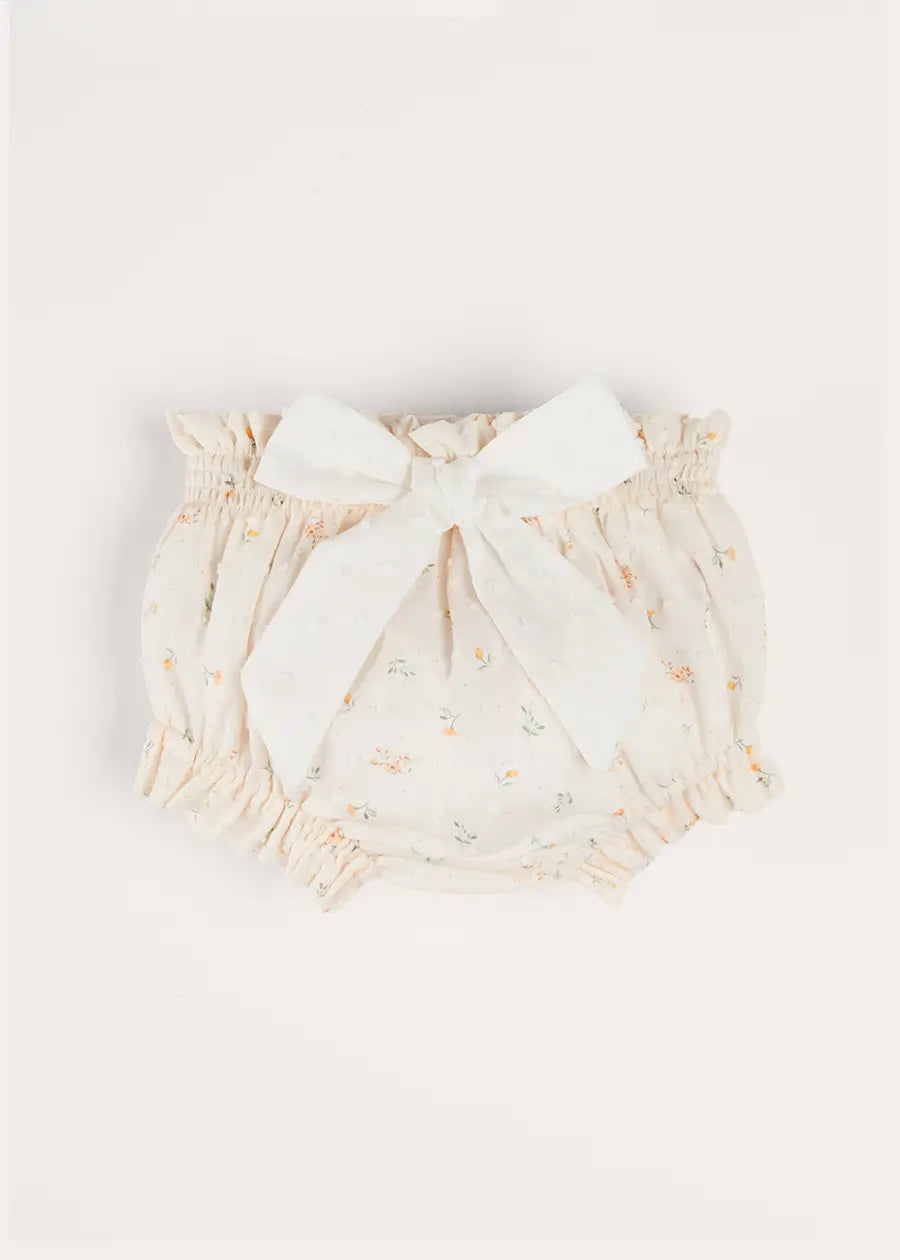 Esme Floral Bow Detail Bloomers in White (1-12mths) BLOOMER from Pepa London