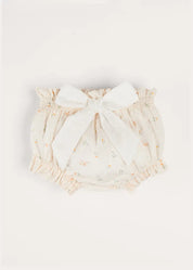 Esme Floral Bow Detail Bloomers in White (1-12mths) BLOOMER from Pepa London