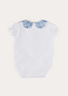 Charlotte Floral Scallop Collar Short Sleeve Bodysuit in Blue (1mth-2yrs) TOPS & BODYSUITS from Pepa London