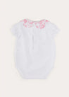 Audrey Toile Scallop Collar Short Sleeve Bodysuit in Pink (1mth-2yrs) TOPS & BODYSUITS from Pepa London