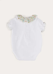 Cordelia Embroidered Double Collar Bodysuit in Pink Made with Liberty Fabric (1m-3yrs) TOPS & BODYSUITS from Pepa London