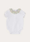 Cordelia Embroidered Double Collar Bodysuit in Pink Made with Liberty Fabric TOPS & BODYSUITS from Pepa London