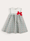 Evelyn Floral Sleeveless Bow Detail Trapeze Dress in Red (12mths-8yrs) from Pepa London