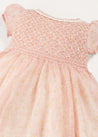 Constance Floral Hand Smocked Short Sleeve Party Dress in Pink (12mths-10yrs) DRESSES from Pepa London