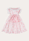 Audrey Toile Hand Smocked Double Breasted Sleeveless Dress in Pink (12mths-10yrs) DRESSES from Pepa London