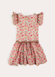 Margot Floral Sleeveless Hand-Smocked Dress in Red Made with Liberty Fabric (4-12yrs) DRESSES from Pepa London