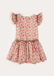 Margot Floral Sleeveless Hand-Smocked Dress in Red Made with Liberty Fabric (4-12yrs) DRESSES from Pepa London