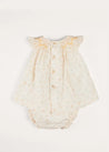 Esme Floral Hand Smocked Sleeveless Dress With Bloomers in White (1-12mths) DRESSES from Pepa London